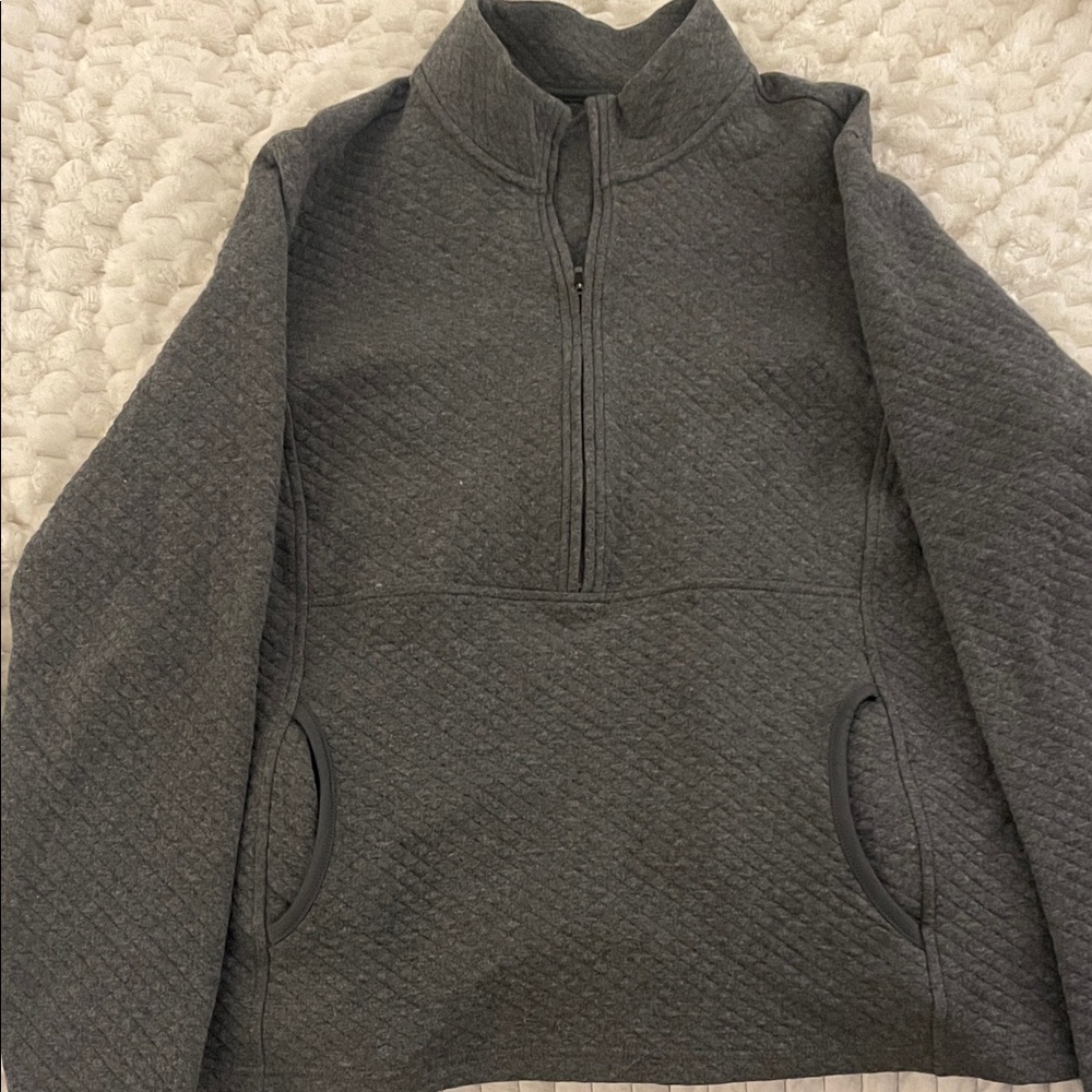 Men's Charcoal Quilted Zip-Up Sweater